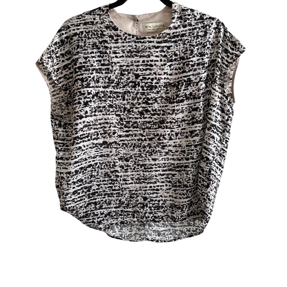 MM Lafleur Black and White Patterned Blouse